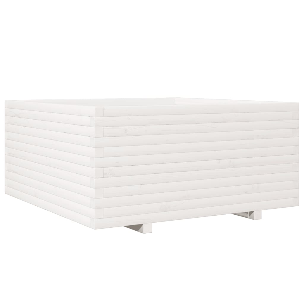 VidaXL Pflanzgefäß 100x100x49,5 cm massives Kiefernholz weiß