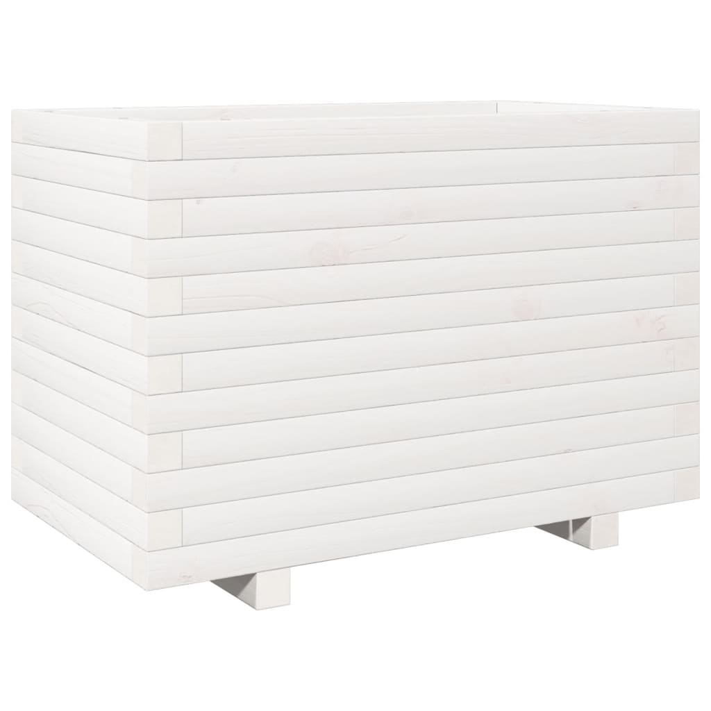 VidaXL Pflanzgefäß 70x40x49,5 cm massives Kiefernholz weiß
