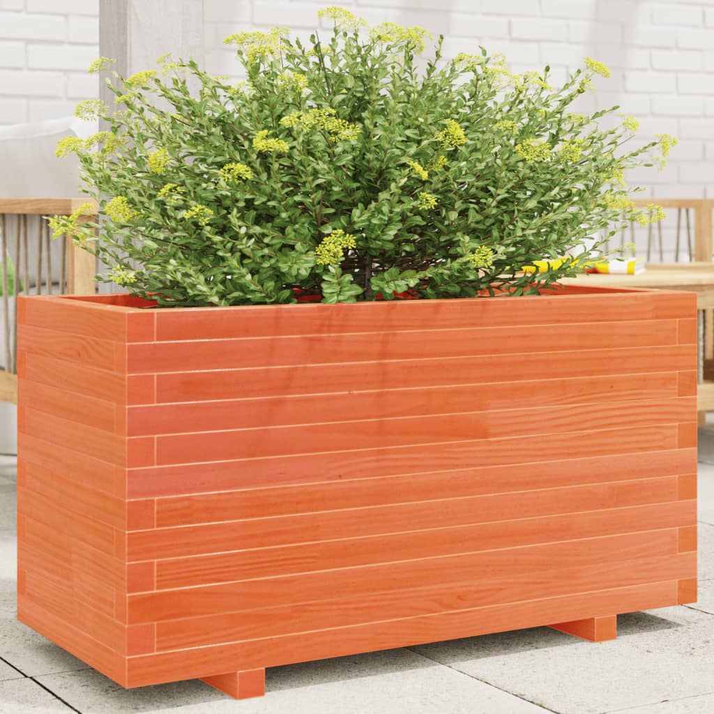 VidaXL Pflanzgefäß 90 x 40 x 49,5 cm, massives Kiefernholz, braun gewaschen