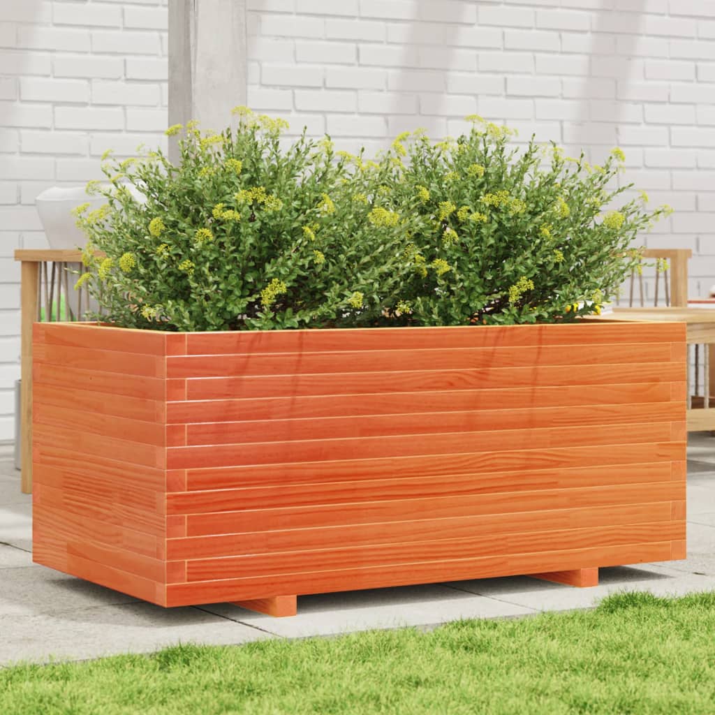 VidaXL Pflanzgefäß 110 x 60 x 49,5 cm, massives Kiefernholz, braun gewaschen