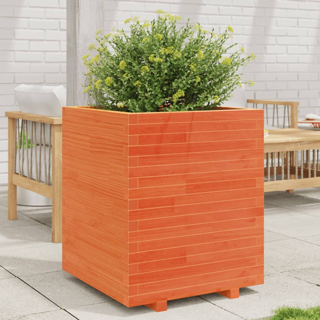 VidaXL Pflanzgefäß 60x60x72,5 cm massives Kiefernholz, braun gewaschen