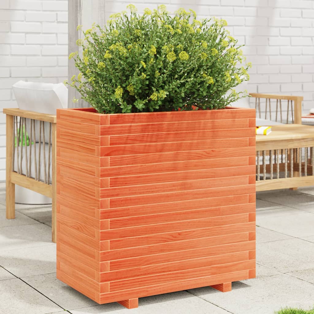 VidaXL Pflanzgefäß 70 x 40 x 72,5 cm, massives Kiefernholz, braun gewaschen