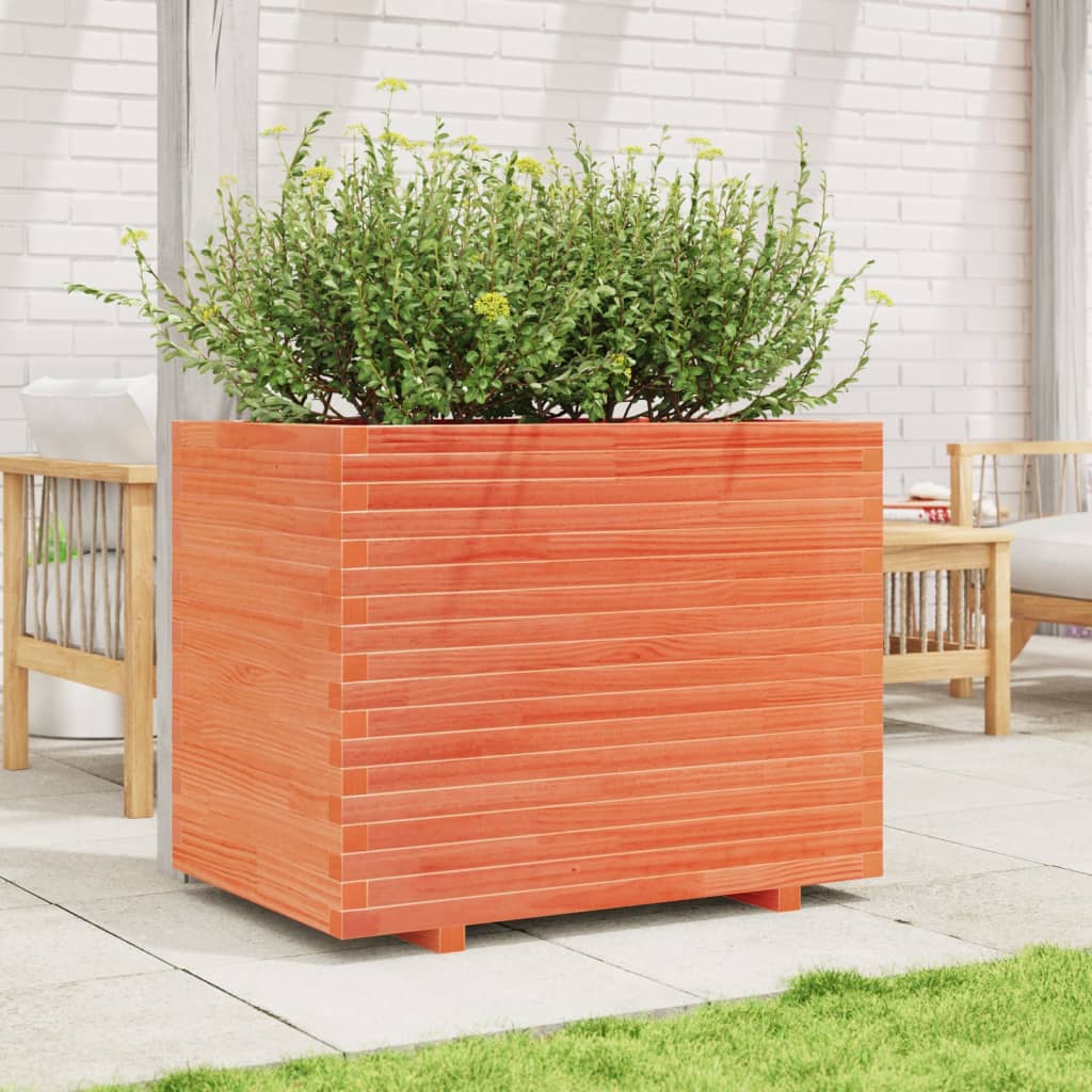 VidaXL Pflanzgefäß 90 x 60 x 72,5 cm, massives Kiefernholz, braun gewaschen