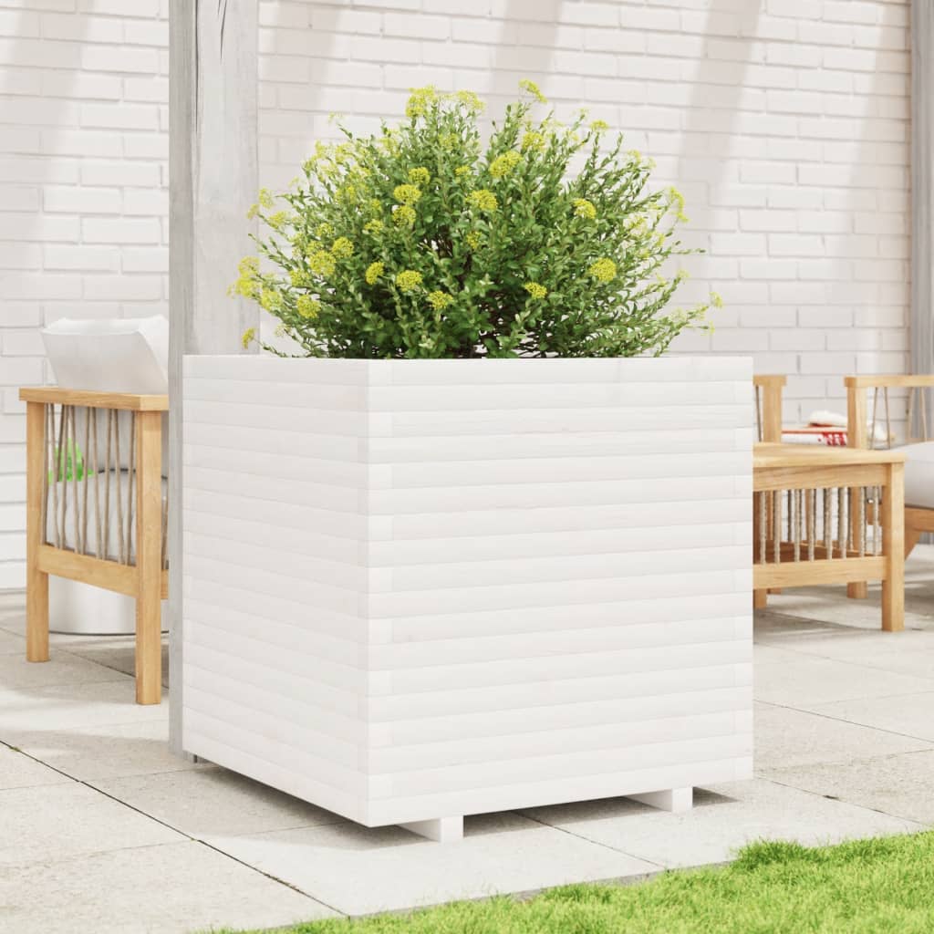 VidaXL Pflanzgefäß 70x70x72 cm massives Kiefernholz weiß