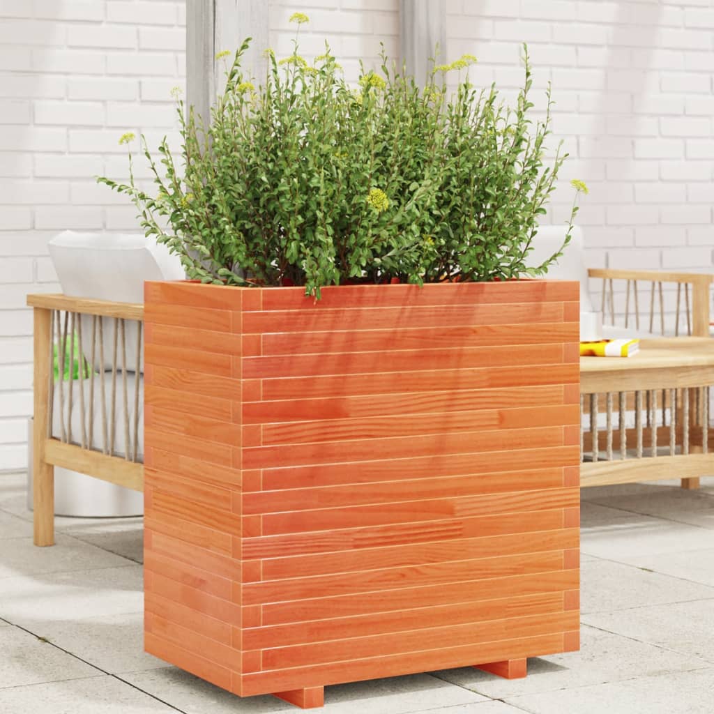 VidaXL Pflanzgefäß 70 x 40 x 72 cm, massives Kiefernholz, braun gewaschen