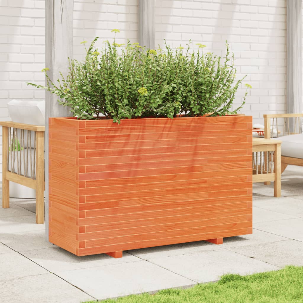 VidaXL Pflanzgefäß 110x40x72 cm massives Kiefernholz, braun gewaschen