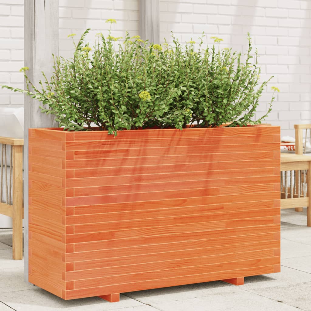 VidaXL Pflanzgefäß 110x40x72 cm massives Kiefernholz, braun gewaschen