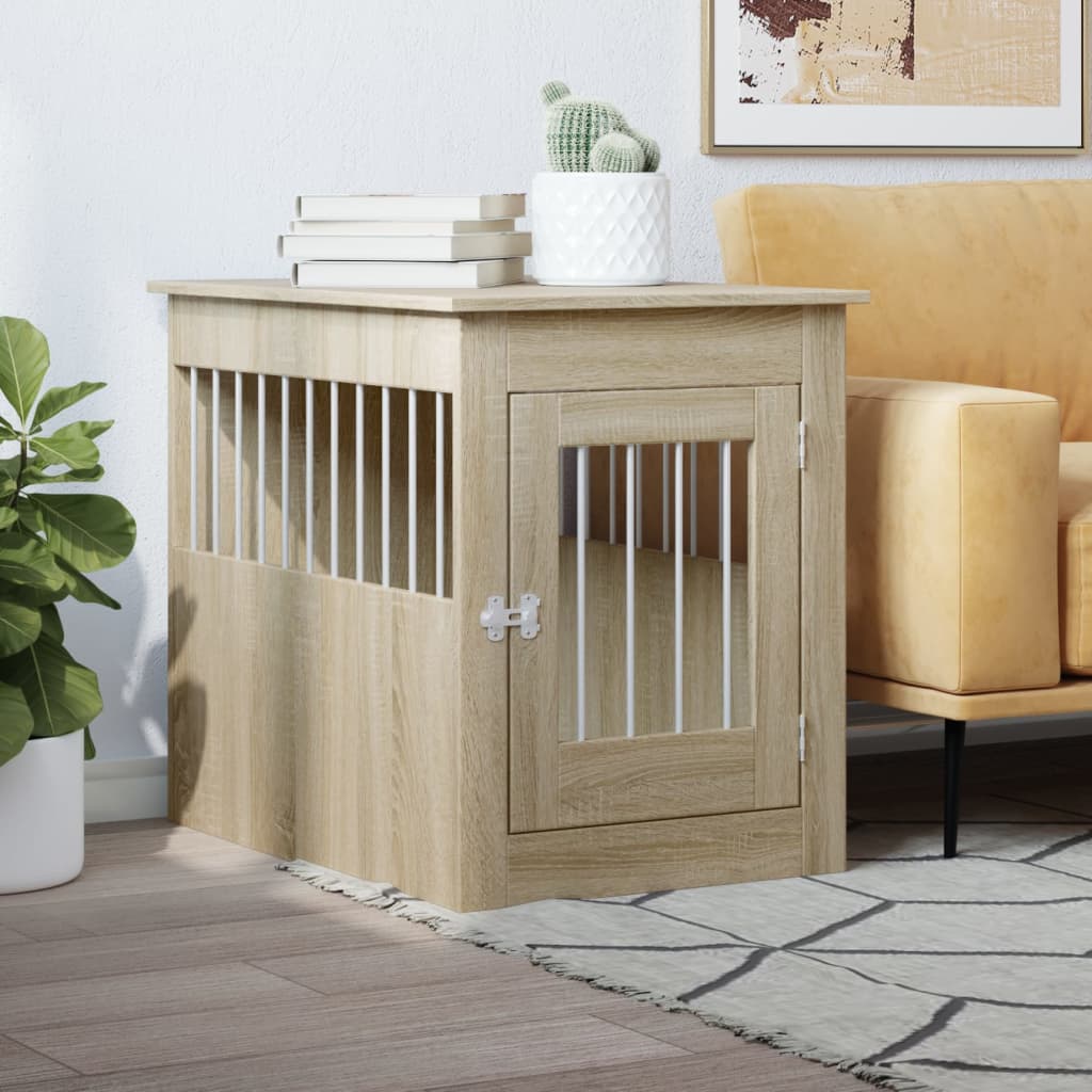 Vidaxxl Hundebox 55x75x65 cm, Holzwerkstoff Sonoma-Eiche farbig