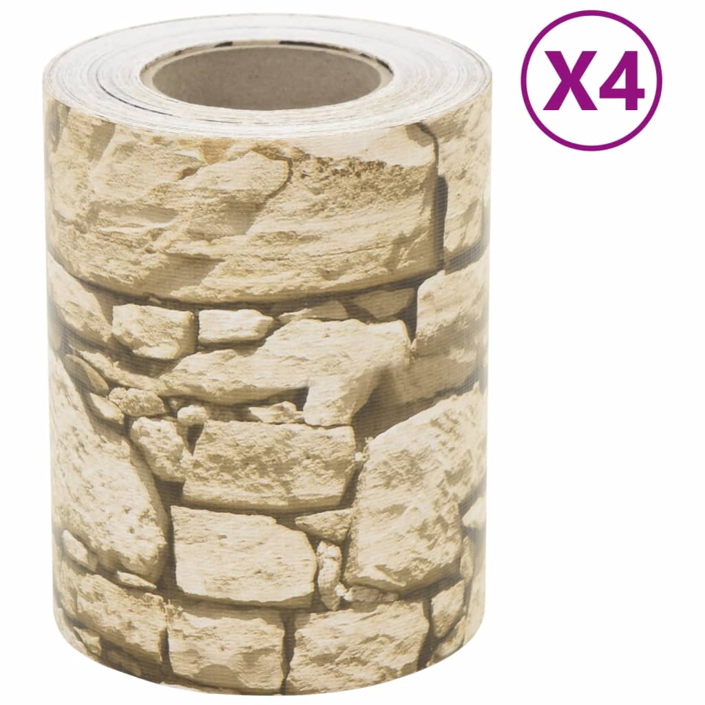 VidaXL Garten-Sichtschutz 4 Stück grobes Steinmuster 35x0,19 m PVC grau
