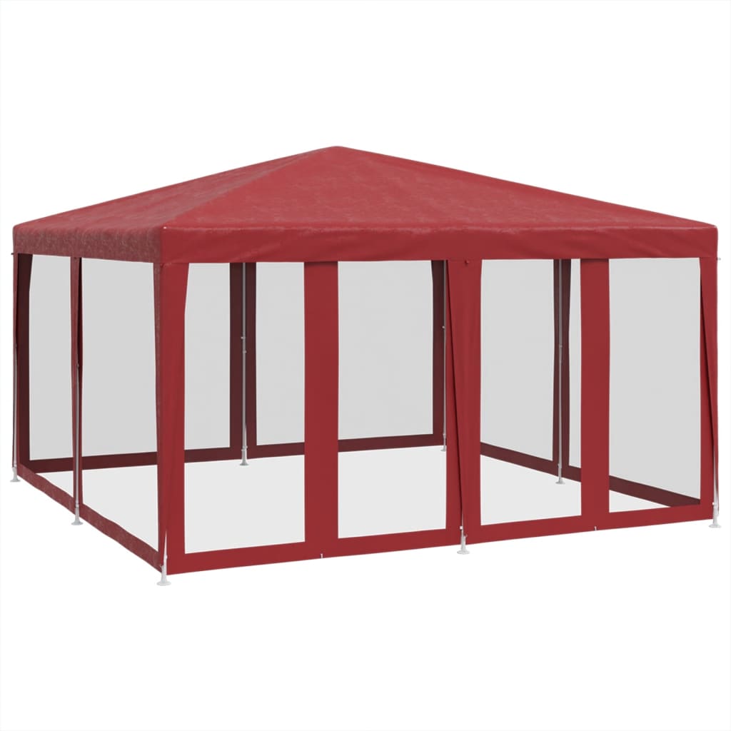 VidaXL Partyzelt mit 8 Mesh-Seitenwänden 4x4 m HDPE rot