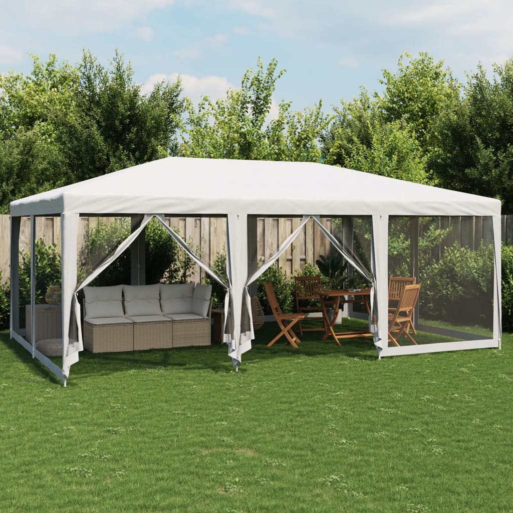 VidaXL Partyzelt mit 10 Mesh-Seitenwänden 6x4 m HDPE weiß