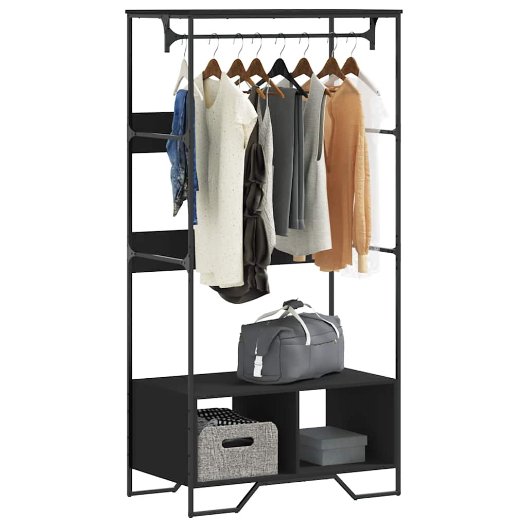 VidaXL Kleiderschrank 90x50x180 cm, lackiertes Holz schwarz