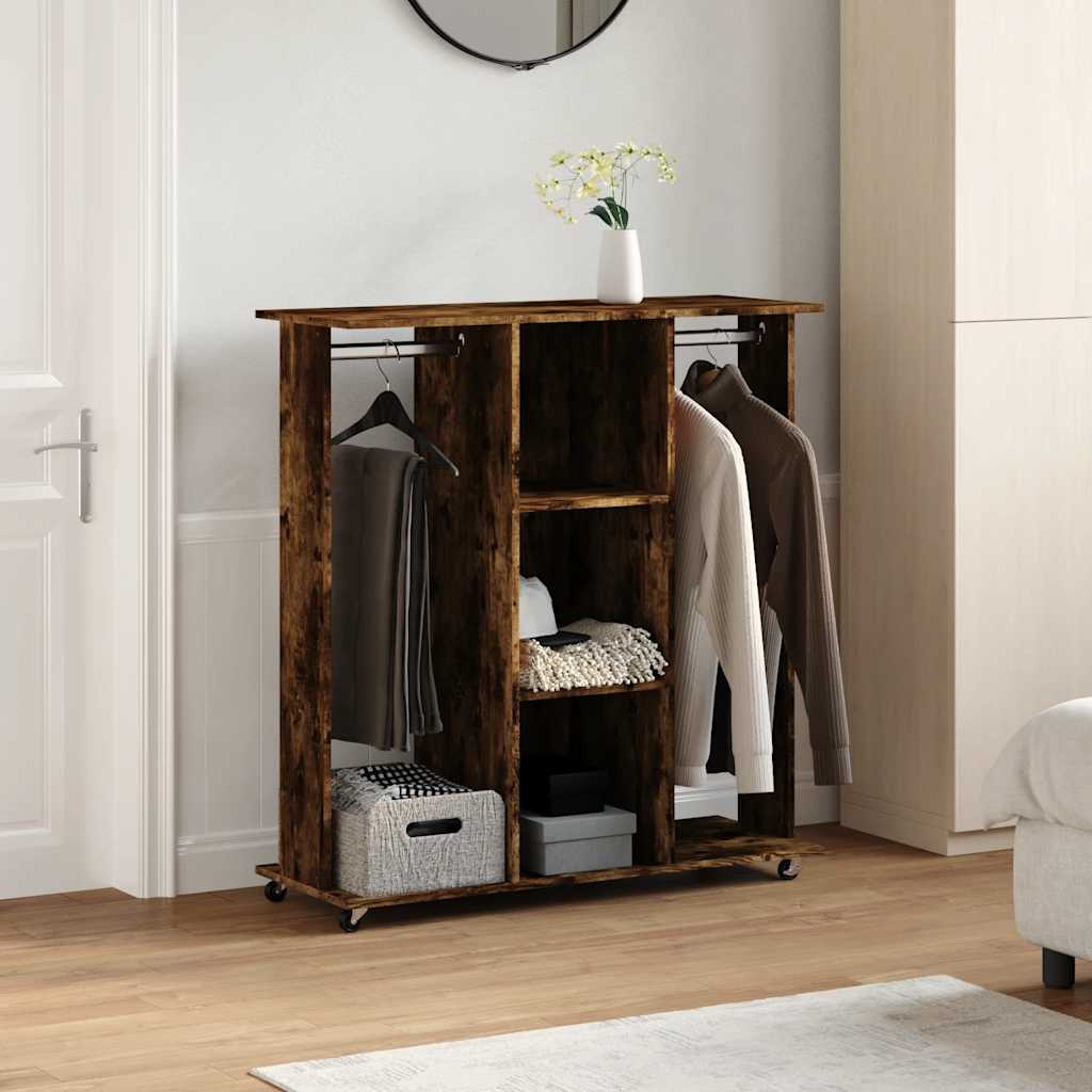 Vidaxx Kleiderschrank mit Rollen 102x38x110 cm verarbeitetes Holz geräucherte Eiche