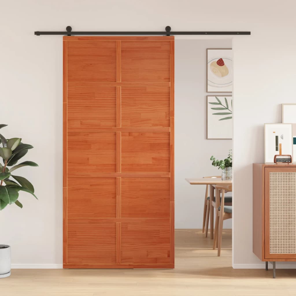 Vidaxx Schiebetür 100x208 cm massives Kiefernholz, waschbraun
