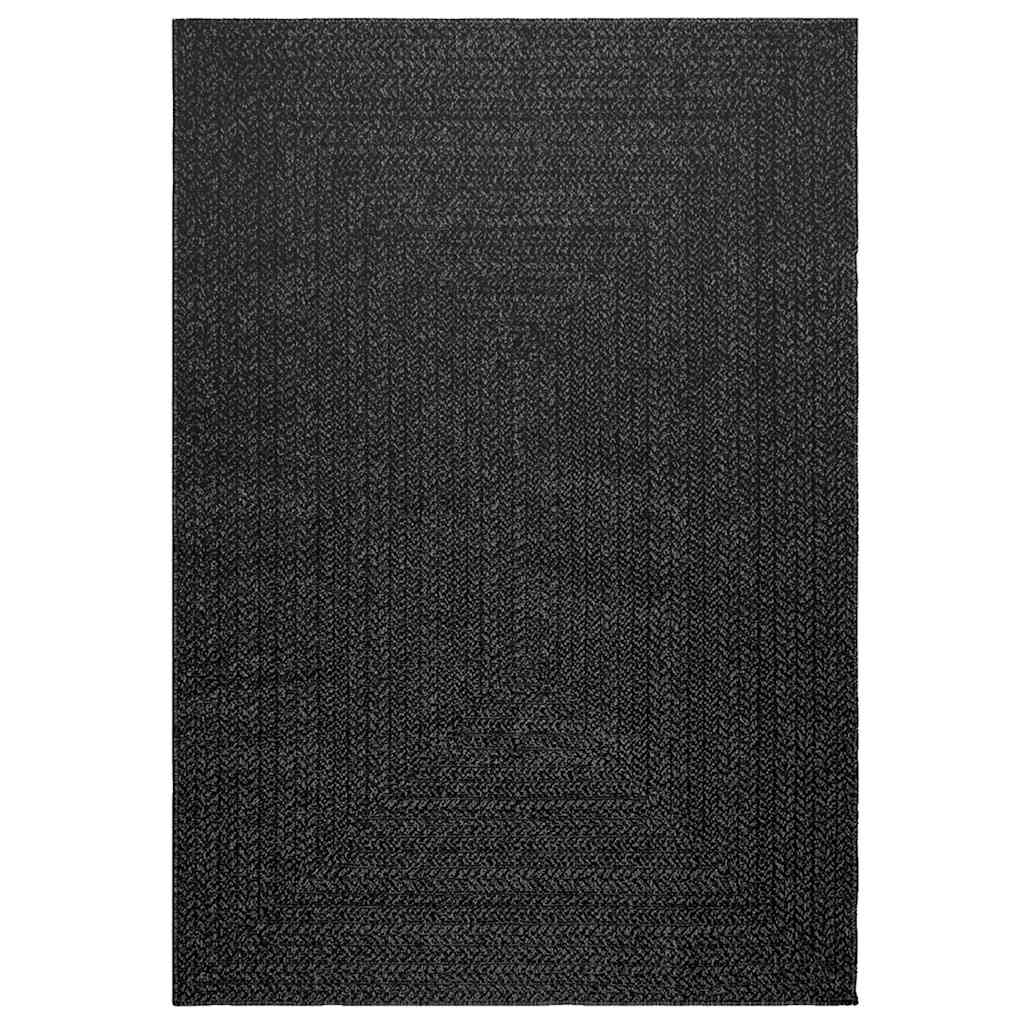 VidaXL Teppich Zizur Indoor und Outdoor 140x200cm Juteoptik Anthrazit