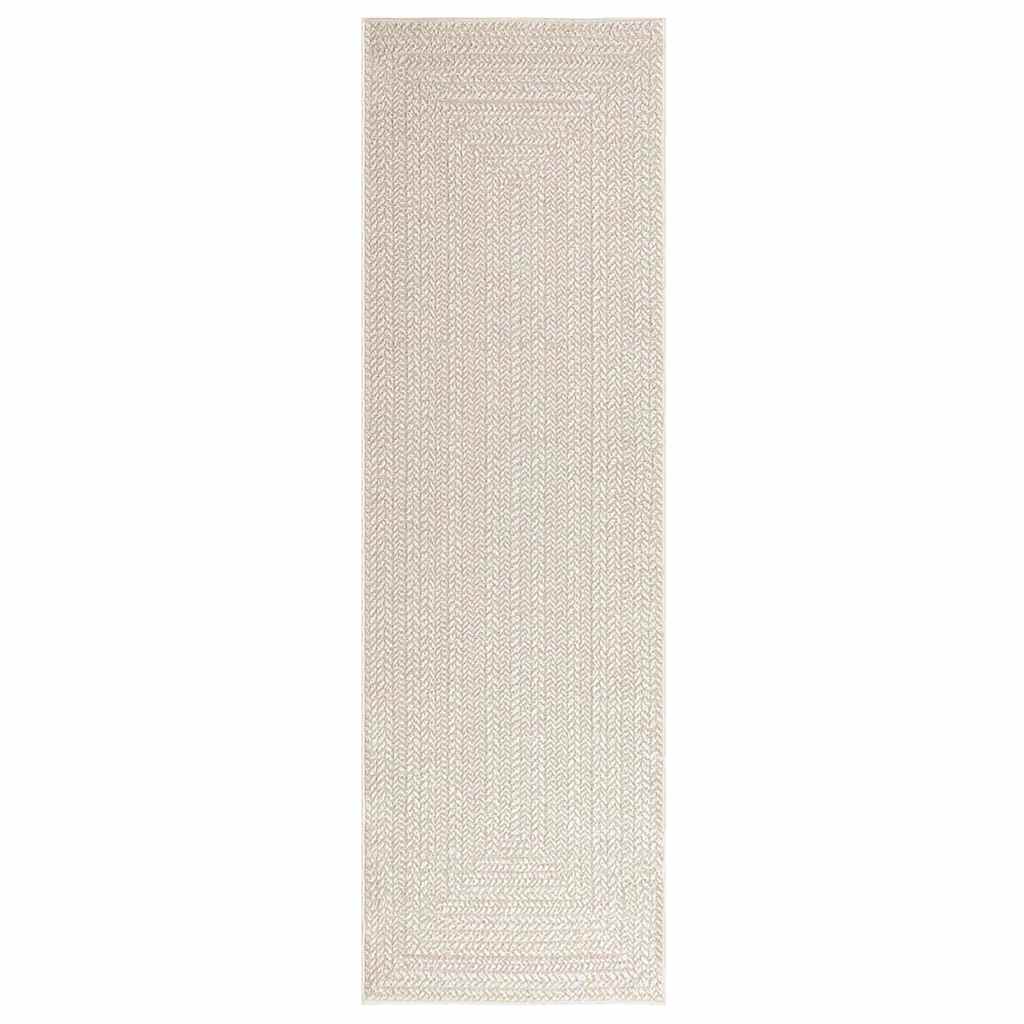 VidaXL Teppich Zizur Creme drinnen und draußen 80x250 cm Juteoptik