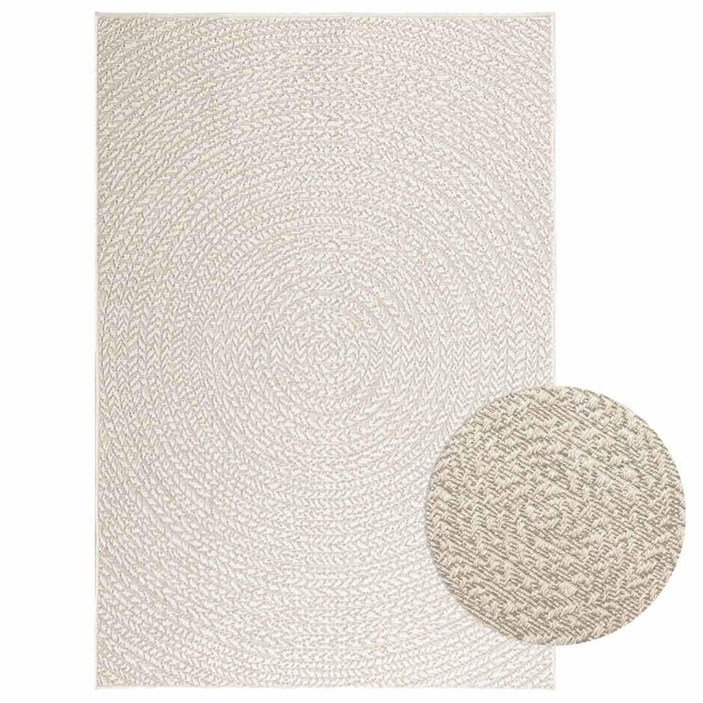 VidaXL Teppich Zizur Creme drinnen und draußen 120x170 cm Juteoptik