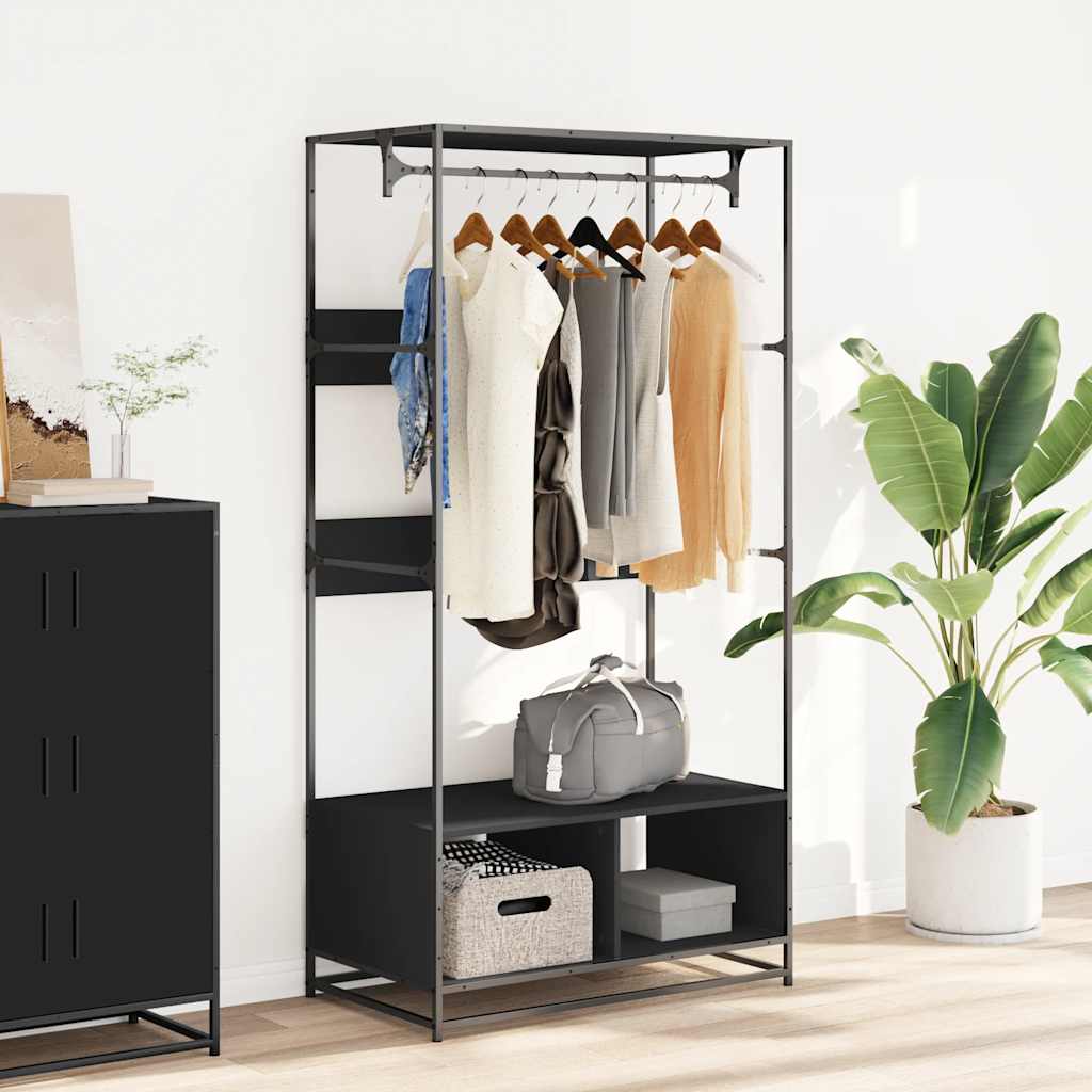 VidaXL Kleiderschrank 90x50x180 cm, lackiertes Holz schwarz