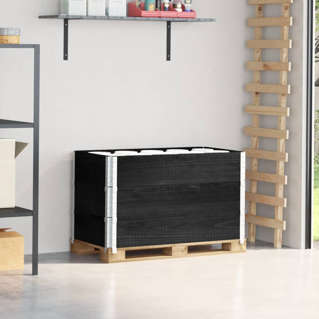 VidaXL Palettenaufsatzrahmen 3 Stk. 100x50 cm massives Kiefernholz schwarz