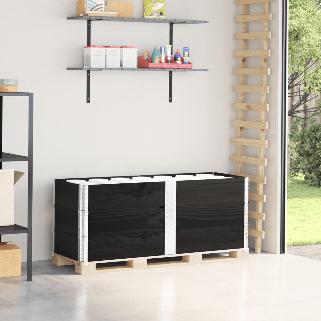 VidaXL Palettenaufsatzrahmen 3 Stk. 150x50 cm massives Kiefernholz schwarz