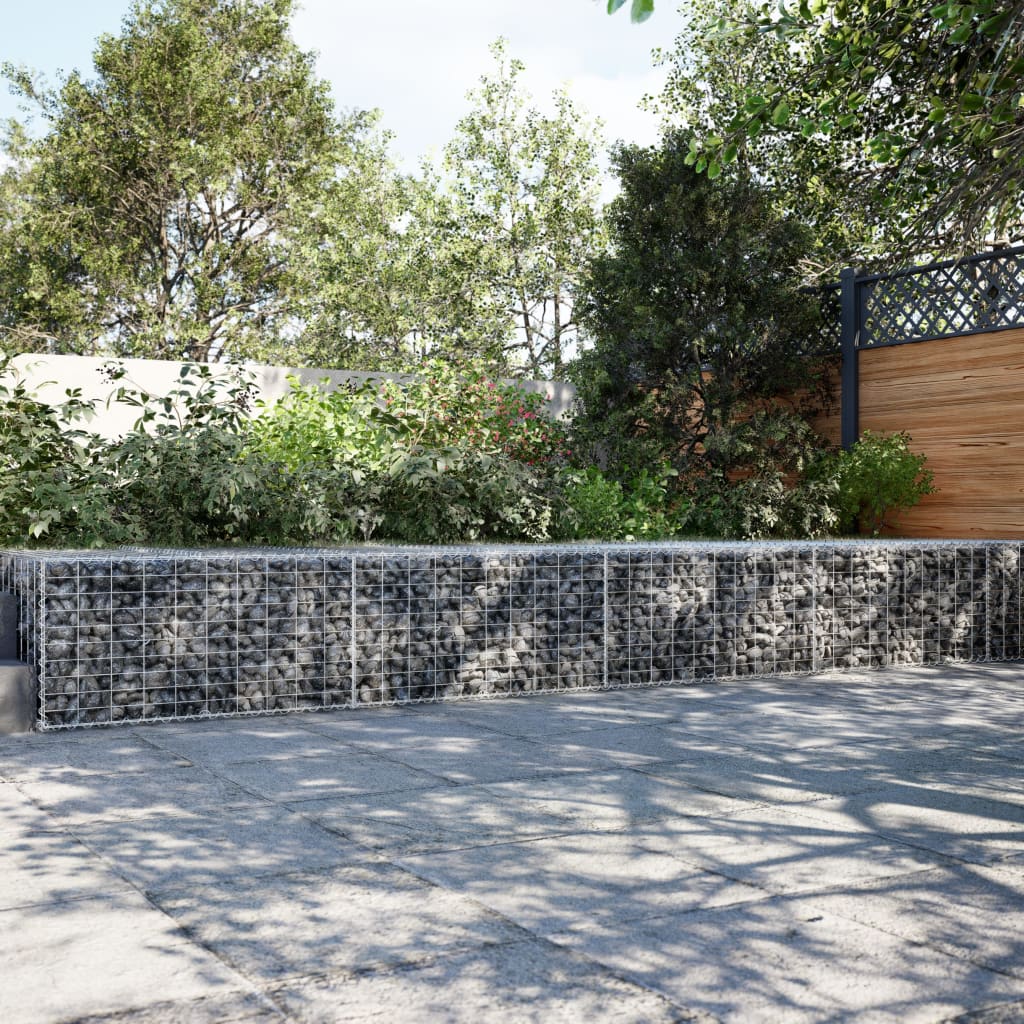 VidaXL Gabione 600x100x50 cm verzinktes Eisen silberfarben