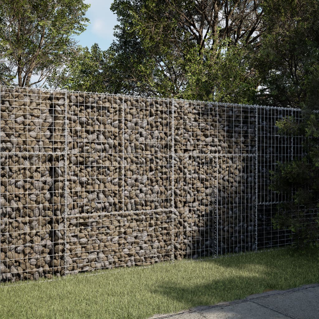 VidaXL Gabione 200x100x150 cm verzinktes Eisen silberfarben