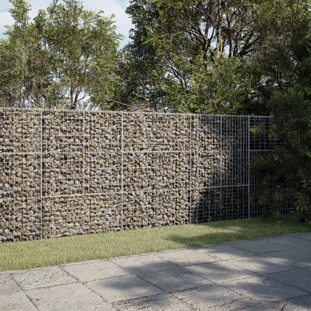 VidaXL Gabione 300x100x150 cm verzinktes Eisen silberfarben