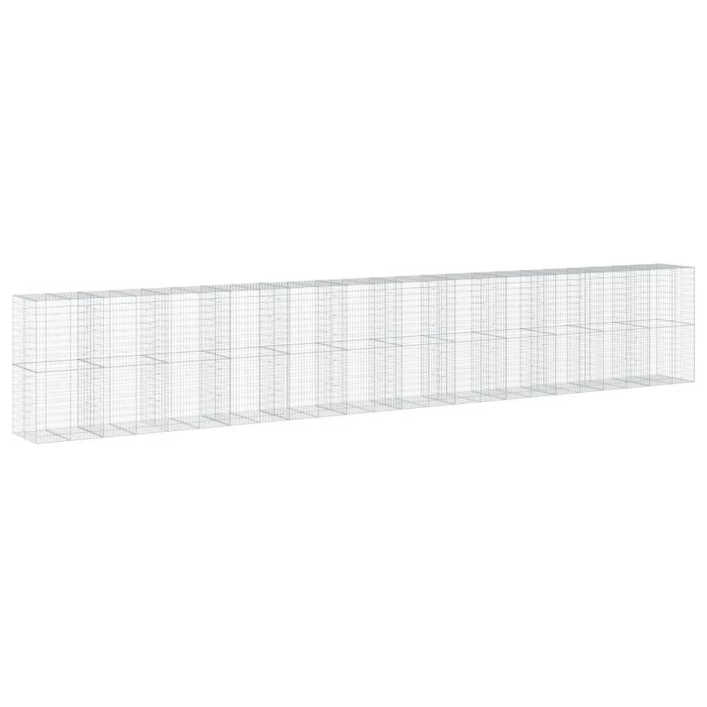 VidaXL Gabione 1200x100x200 cm verzinktes Eisen silberfarben