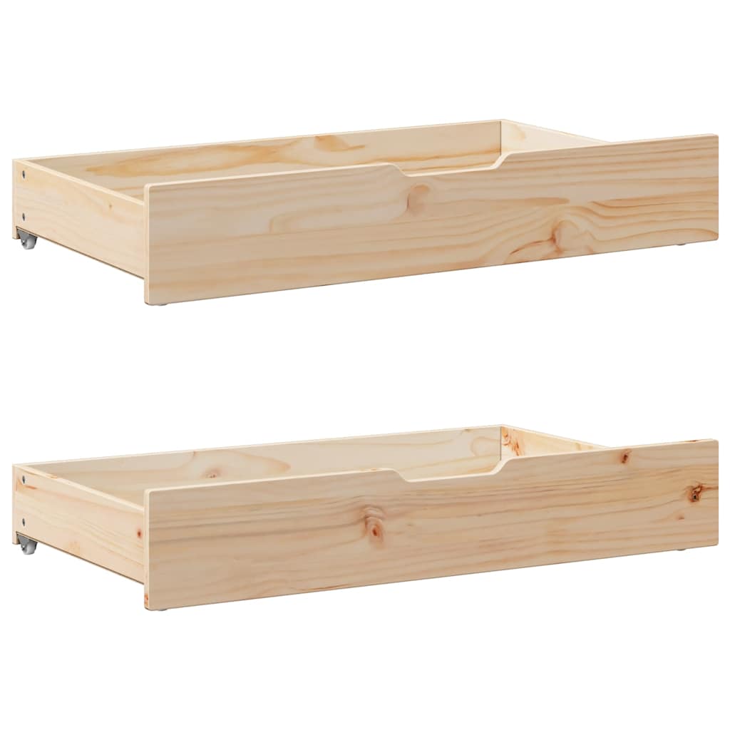 Vidaxx Bettschubladen 2 Stk. mit Rollen 90x55x17 cm massives Kiefernholz