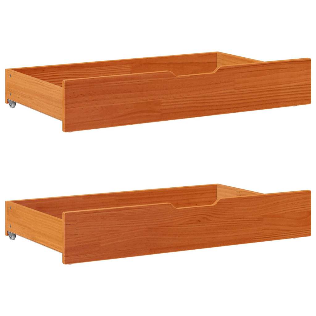 VidaXL Bettschubladen 2 Stk. 90x55x17 massives Kiefernholz, braun gewaschen