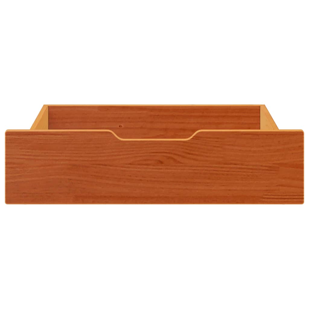 Vidaxxl Bettschubladen 2 Stk. 65x55x17 massives Kiefernholz, braun gewaschen