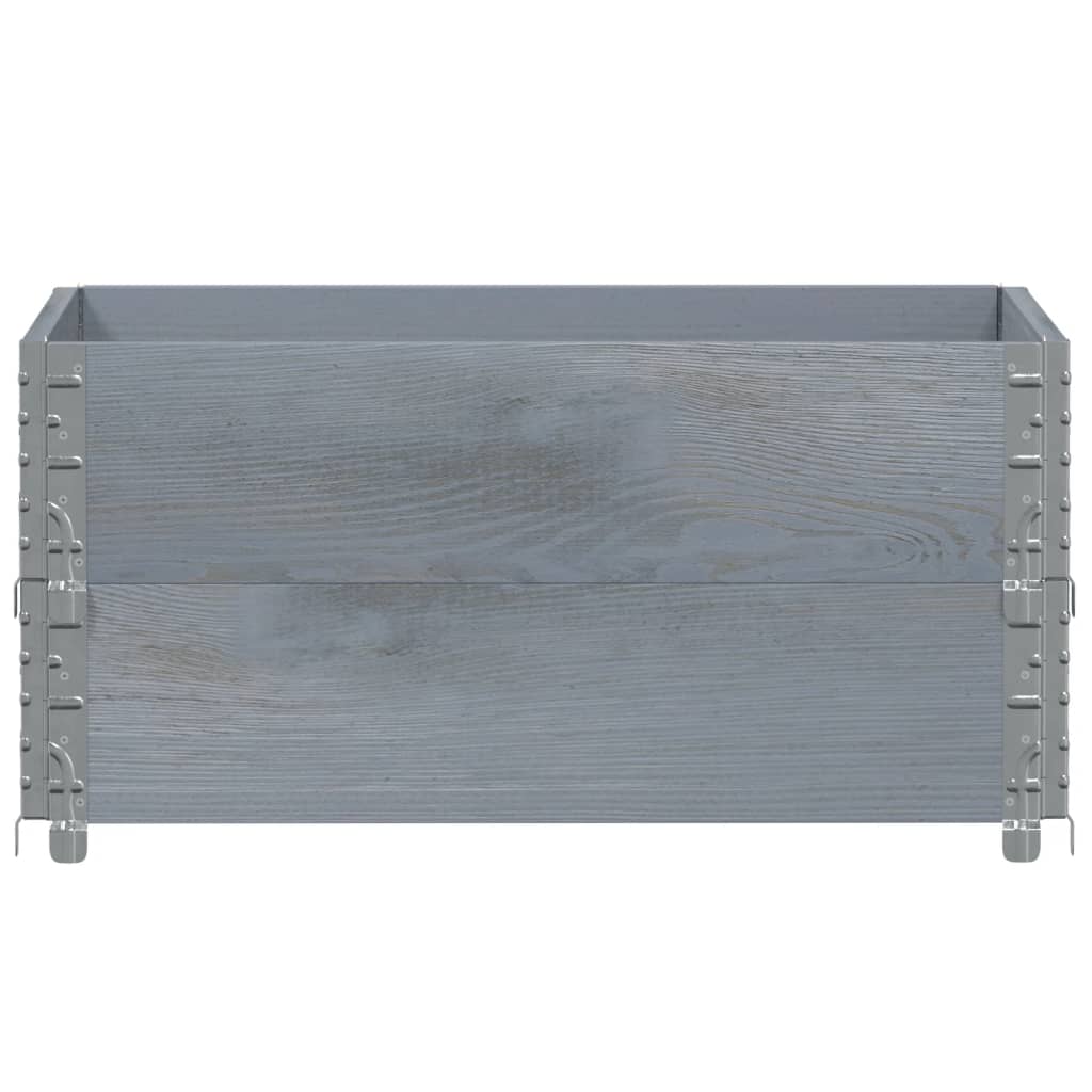 Vidaxx Palettenaufsatzrahmen 2 Stk. 80x60 cm massives Kiefernholz grau