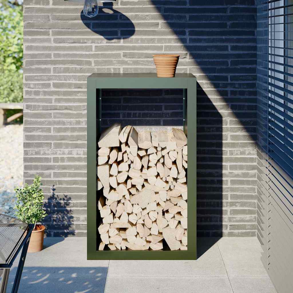 Vidaxx Kaminholzregal 60x40x100 cm Stahl grün
