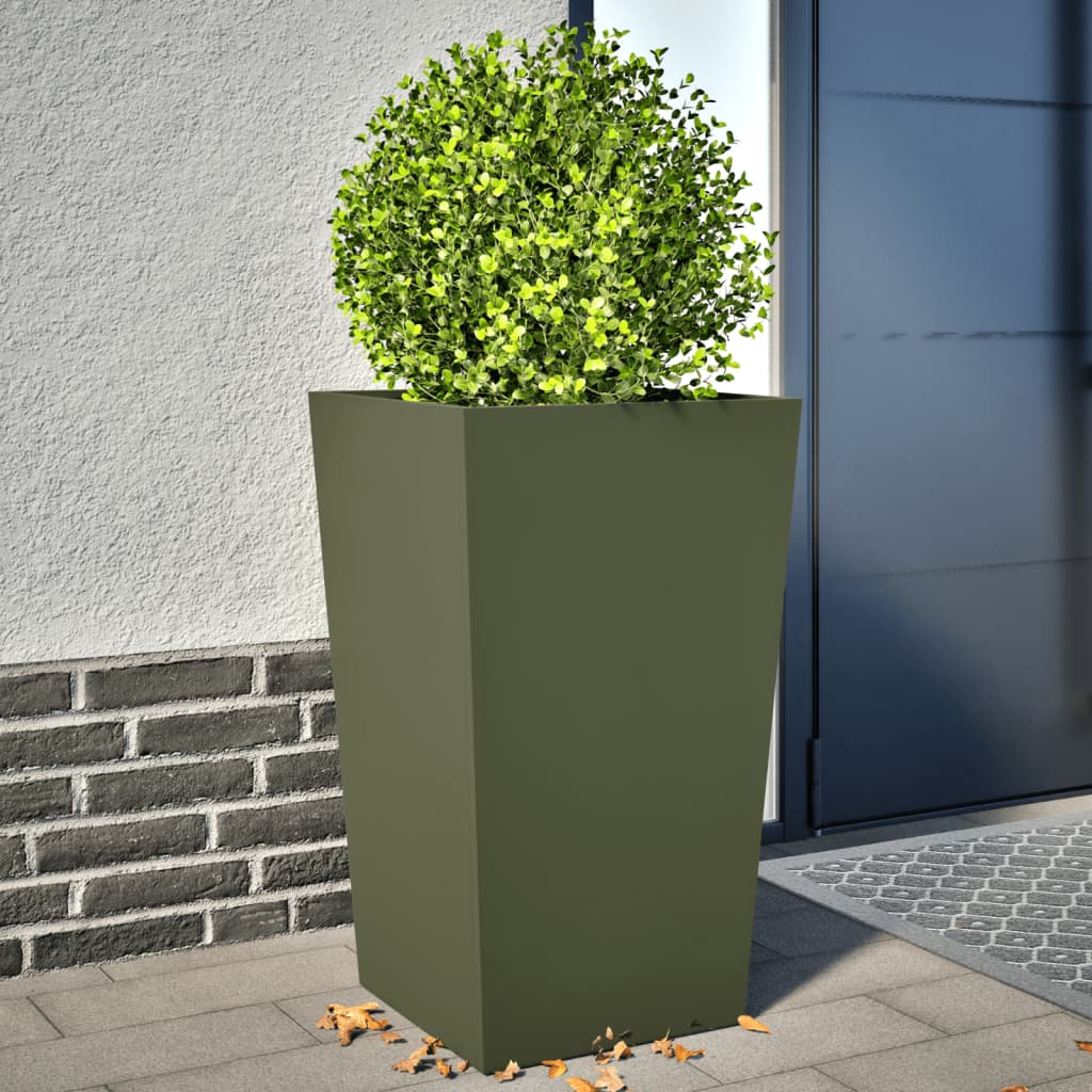 Vidaxx Pflanzgefäße 2 Stk. 45x45x75 cm Stahl olivgrün