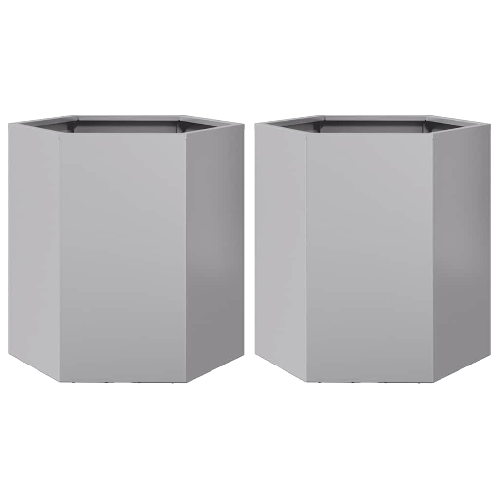Vidaxx Pflanzgefäße 2 Stück Sechseck 46x40x45 cm verzinkter Stahl