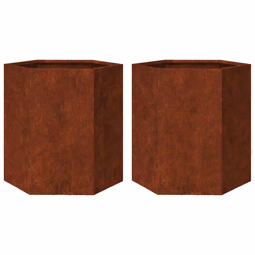 Vidaxx Pflanzgefäße 2 Stk. Sechseck 46x40x45 cm wetterfester Stahl