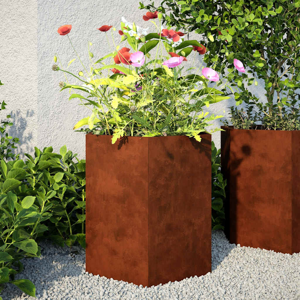 Vidaxx Pflanzgefäße 2 Stk. Sechseck 46x40x45 cm wetterfester Stahl