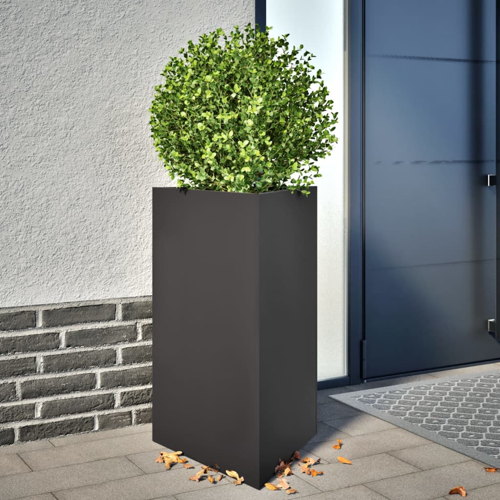 Vidaxx Pflanzgefäße 2 Stk. Dreieck 50x43x75 cm Stahl schwarz