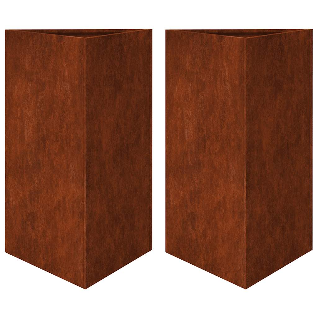 Vidaxx Pflanzgefäße 2 Stk. dreieckig 50x43x75 cm wetterfester Stahl