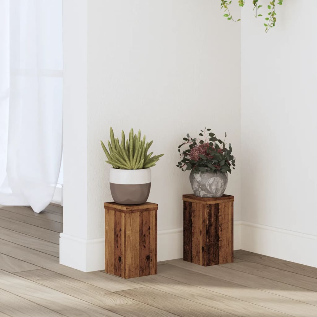VidaXL Pflanzenständer 2 Stück 10x10x18 cm behandeltes Holz, altholzfarben