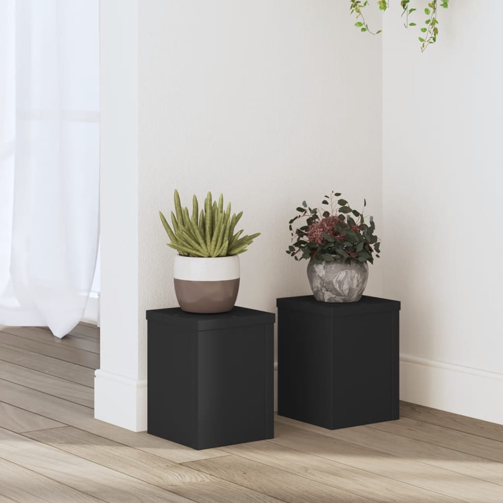 Vidaxx Pflanzenständer 2 Stück 15x15x20 cm verarbeitetes Holz schwarz
