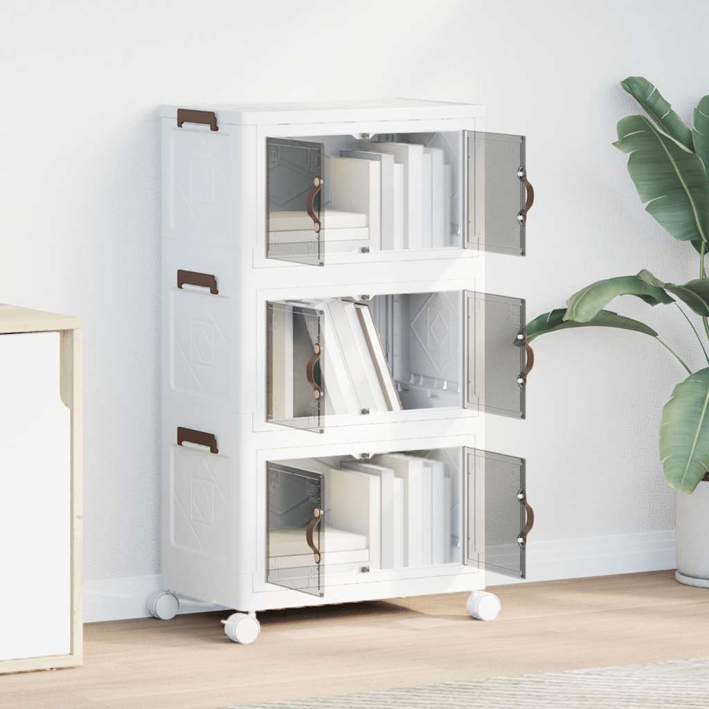Vidaxx Aufbewahrungsbox stapelbar mit Rollen 3-lagig 28 l 48,5x29,5x86 cm