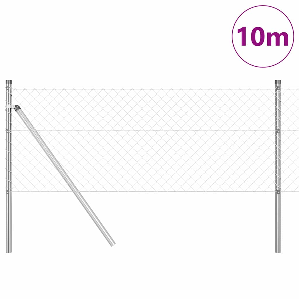 Vidaxl Zaunpfahl Silber 10 x 0,4 m (40 x 40 mm Maschenweite) Stahl