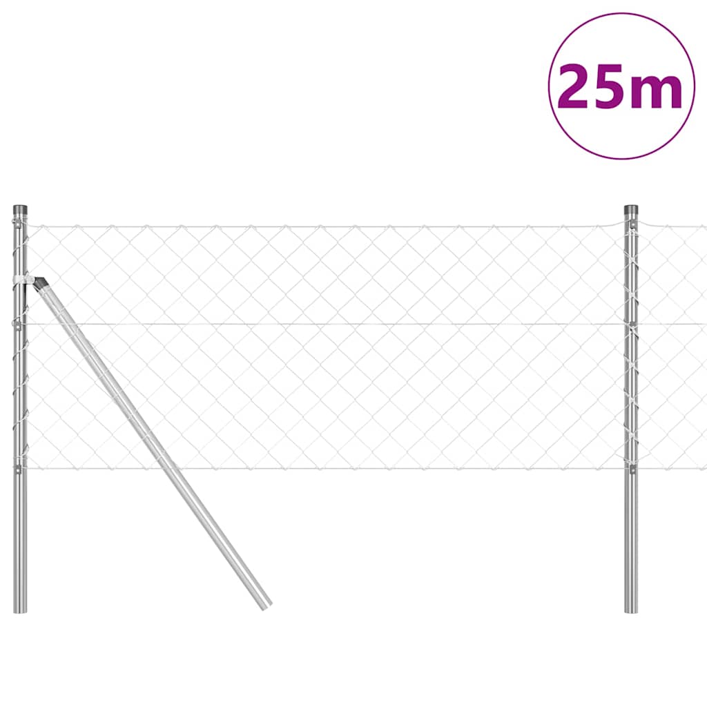 Vidaxl Zaunpfahl Silber 25 x 0,8 m (60 x 60 mm Maschenweite) Stahl