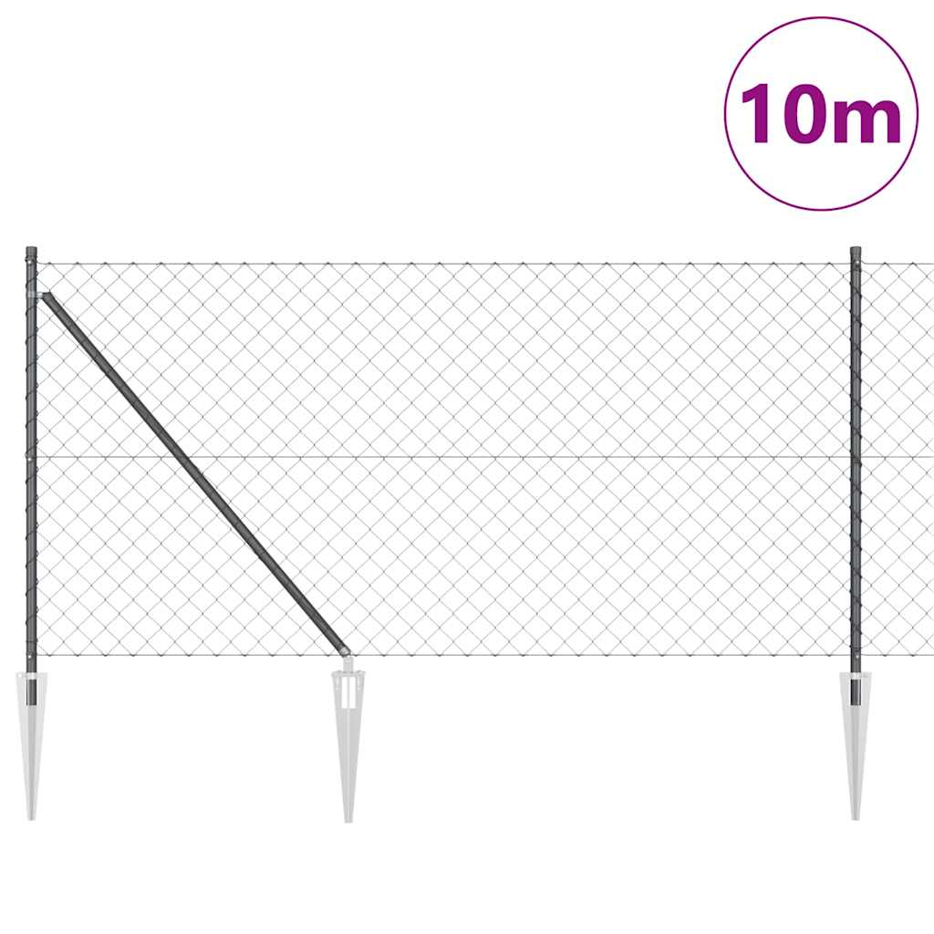 Vidaxl Zaunpfosten grau 10 x 1 m (60 x 60 mm Maschenweite) Stahl und PVC
