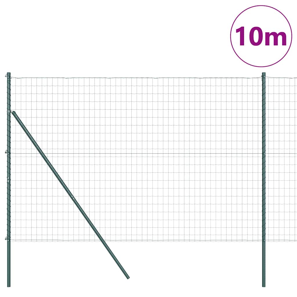 Vidaxl-Zaun mit Pfosten grün 1,6 x 10 m aus Stahl und PVC