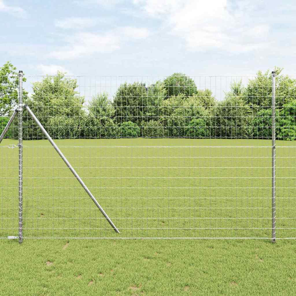 Vidaxl-Zaun mit Pfosten silber 1,5 x 10 m aus Stahl und PVC