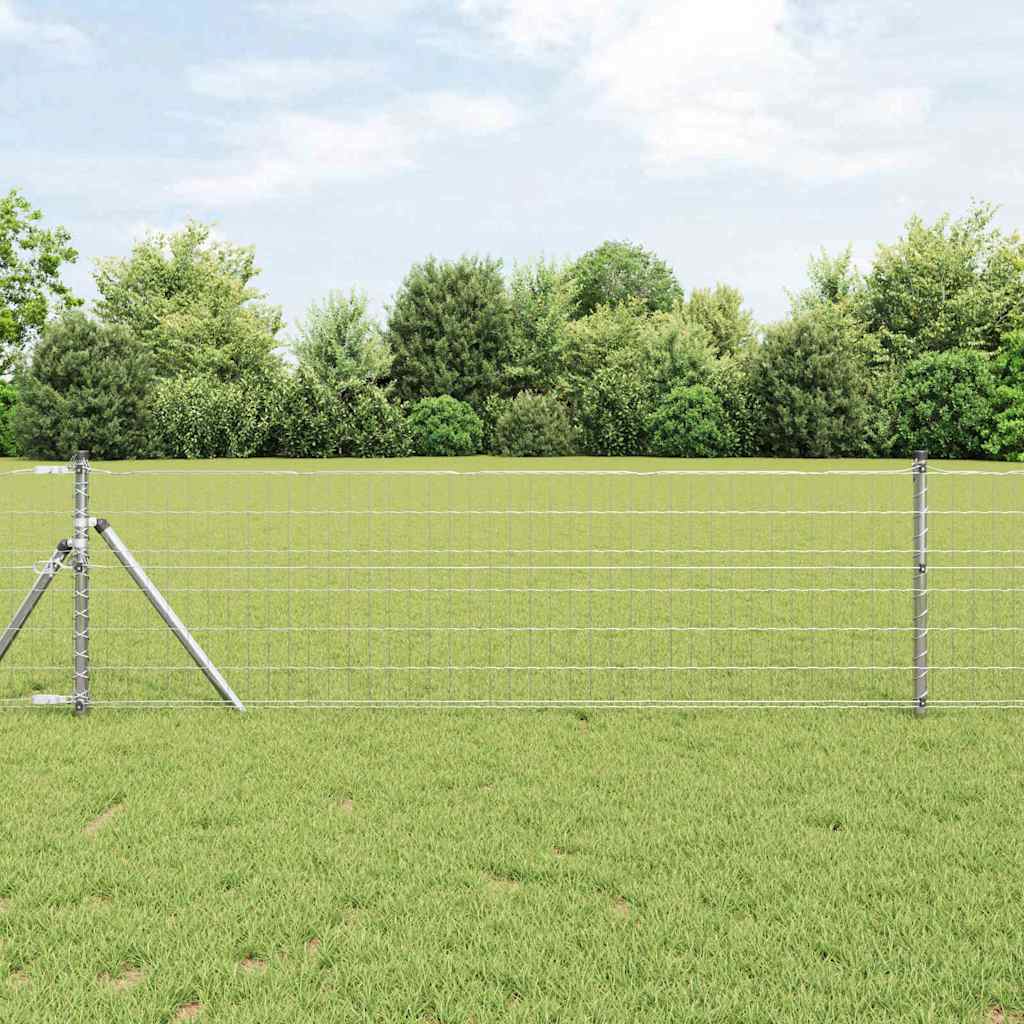 Vidaxl-Zaun mit Pfosten silber 0,8 x 25 m aus Stahl und PVC