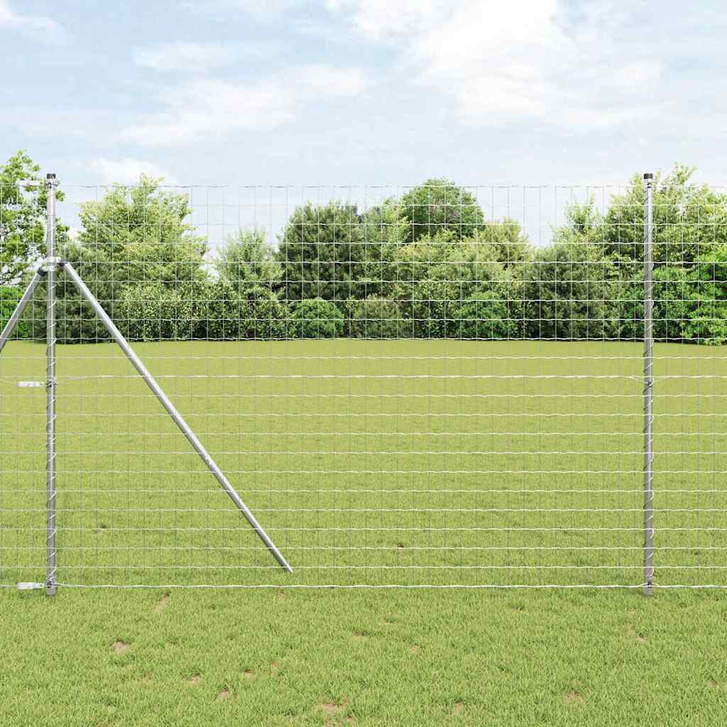 Vidaxl-Zaun mit Pfosten silber 1,5 x 10 m aus Stahl und PVC