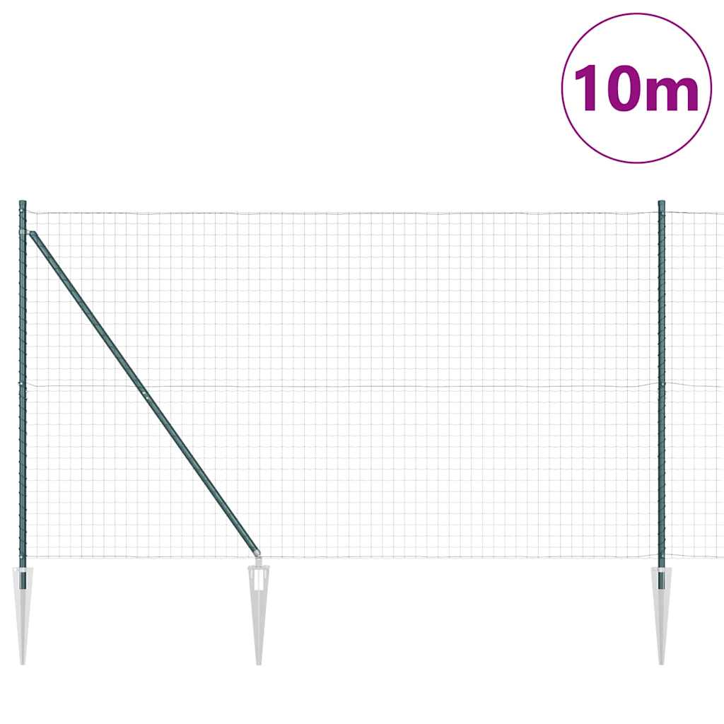 Vidaxl-Zaun mit Pfosten grün 1,5 x 10 m aus Stahl und PVC